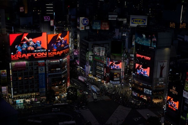 Krafton's global brand campaign displayed at Tokyo's Shibuya Scramble Crossing. (Photo: Krafton)