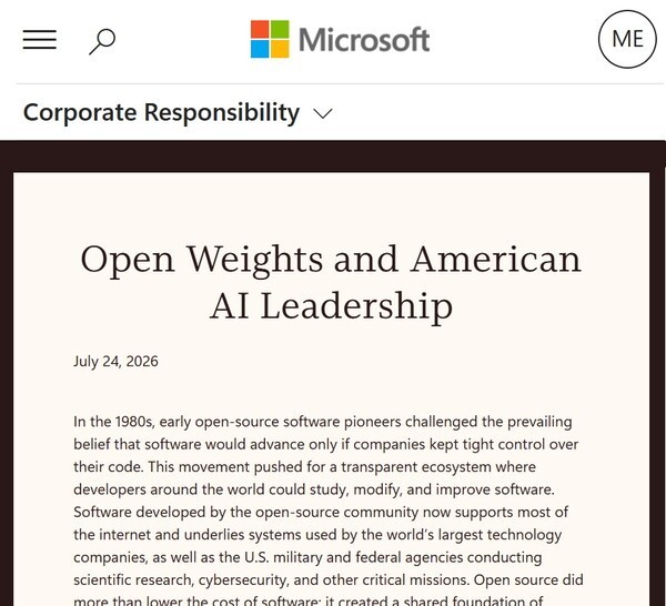 ​Microsoft's open letter calling for greater support for open models in the US. The number of supporting companies has grown from 25 initially to more than 270.