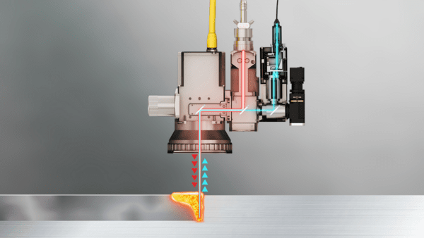 Diagram of inline coherent imaging (ICI), which directs the welding and sensing lasers along the same path to measure weld depth and geometry in real time. (Source: IPG Photonics)